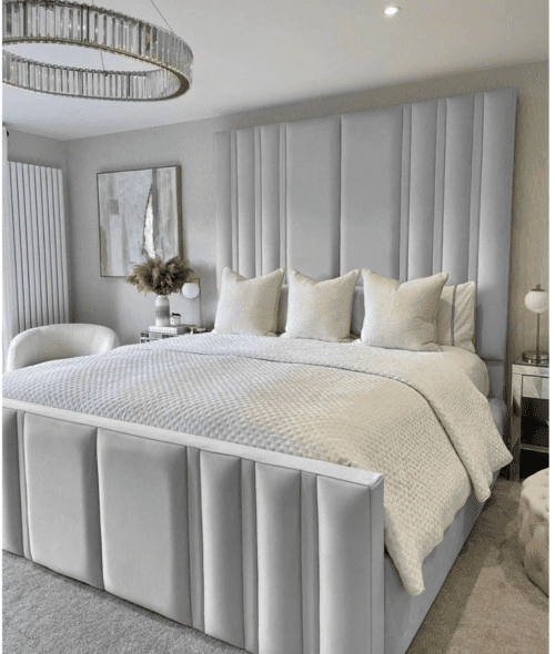 High Panel Bed with 80″ High Headboard